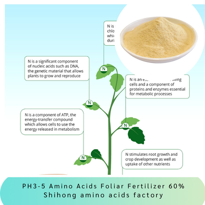 PH3-5 Amino Acids Foliar Fertilizer 60% Powder Form 65072-01-7 No Caking Light Yellow